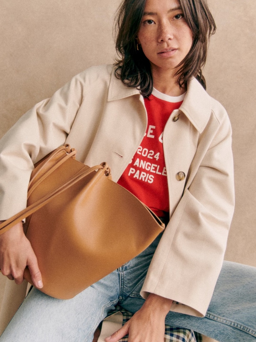 NEW Sezane Clyde Trench Coat - Ecru - Picture 3 of 3